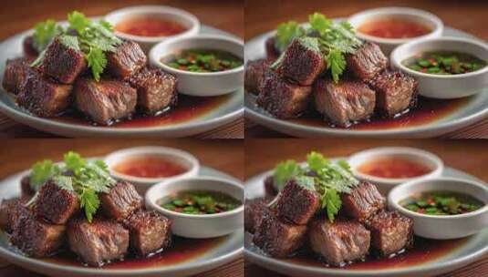 令人垂涎欲滴的骰子牛肉美食佳肴高清在线视频素材下载