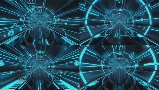 科技感蓝色隧道穿梭画面高清在线视频素材下载