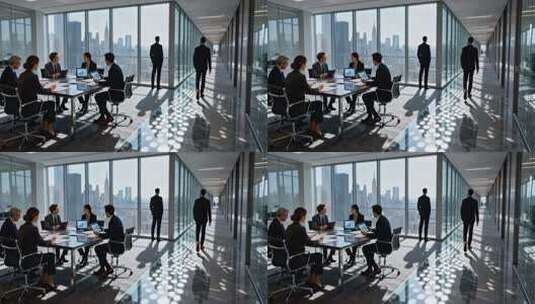 写字楼内商务人士办公交流场景高清在线视频素材下载