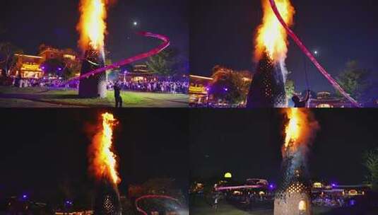 传统民俗烧塔仔高清在线视频素材下载