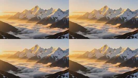 川西超美雪山日出云海4K高清在线视频素材下载