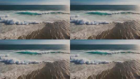 俯瞰海浪拍打海岸全景高清在线视频素材下载