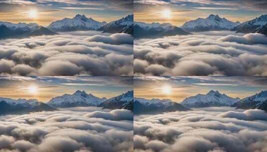 雪山云海日出景观高清在线视频素材下载