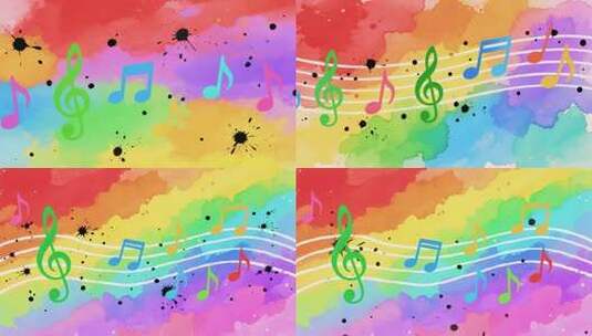 彩色背景音符动画素材高清在线视频素材下载