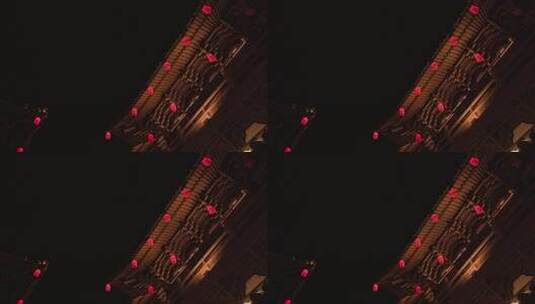 节日氛围中式古建筑红灯笼房檐夜景高清在线视频素材下载