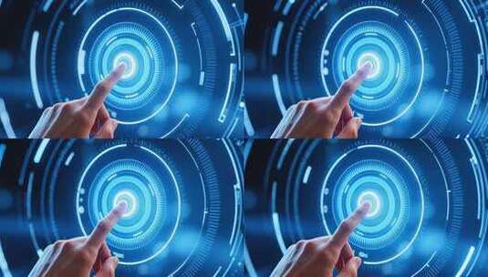 手指点击蓝色科技界面高清在线视频素材下载