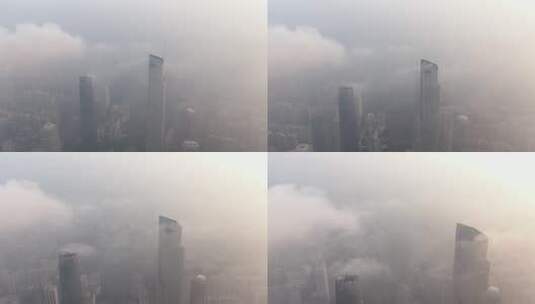 城市高楼云雾环绕景象高清在线视频素材下载