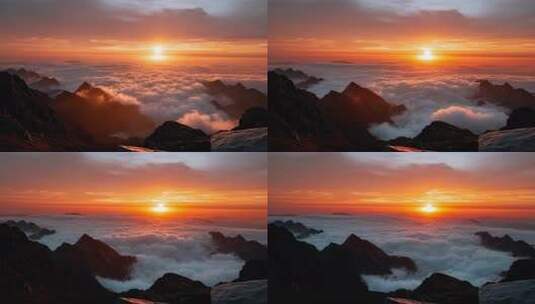 云海日出壮丽山河 云雾缭绕山峰旭日高清在线视频素材下载