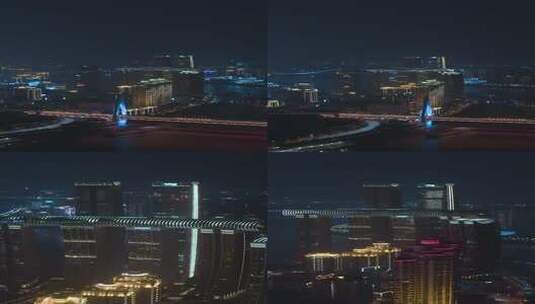 重庆_重庆朝天门来福士夜景_航拍合集高清在线视频素材下载