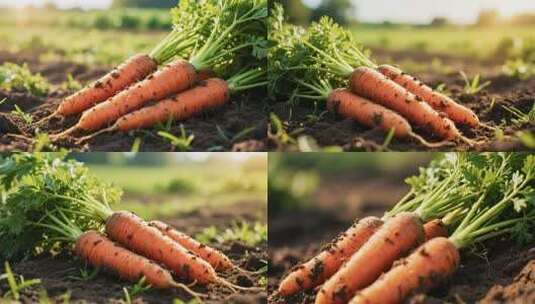 田地里新鲜胡萝卜高清在线视频素材下载