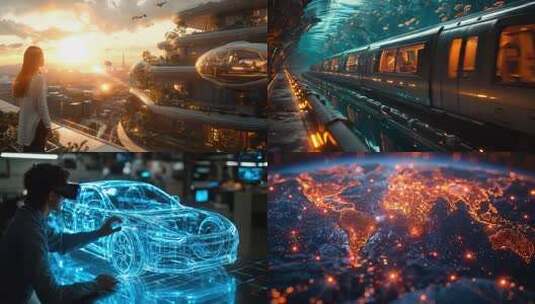 科幻风格地铁隧道穿梭画面高清在线视频素材下载