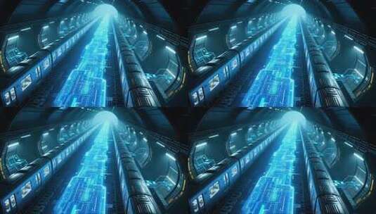 未来科技感地铁隧道穿梭场景高清在线视频素材下载