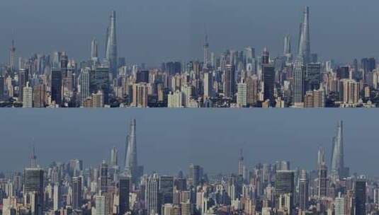 长焦航拍陆家嘴上海中心大厦高清在线视频素材下载