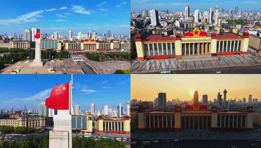 南昌八一广场航拍高清在线视频素材下载