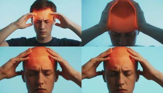 男人双手按压头部表现不适高清在线视频素材下载