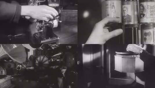 最早留声机与唱片留声机高清在线视频素材下载