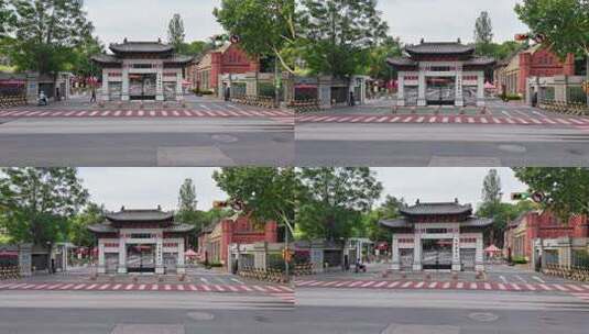 山东大学齐鲁医学院中式古建筑大门街景高清在线视频素材下载