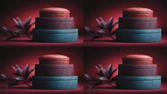 精美礼品盒堆叠于红色背景之上高清在线视频素材下载