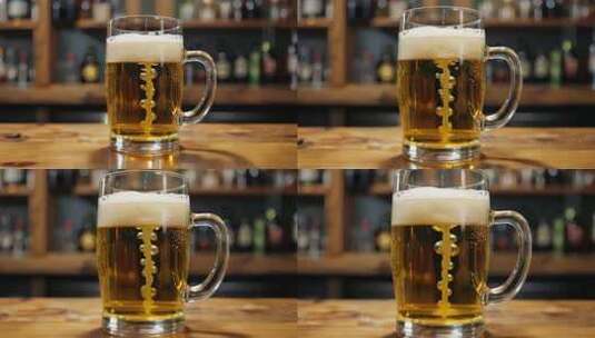 吧台上的一杯啤酒高清在线视频素材下载