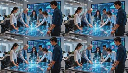 团队商务办公研讨科技项目高清在线视频素材下载