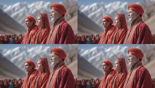 帕米尔高原上的塔吉克传统婚礼高清在线视频素材下载