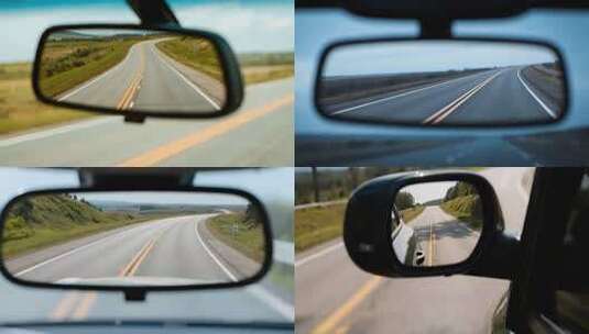 汽车后视镜中的公路景象高清在线视频素材下载