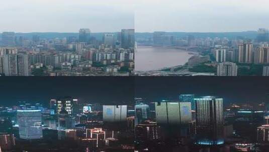 重庆_重庆城市CBD日夜景_解放碑日夜景_渝北区日景_渝北商业区夜景_航拍合集高清在线视频素材下载