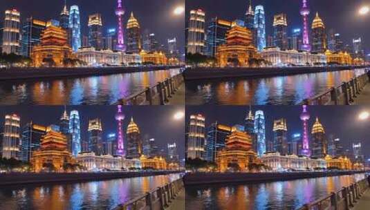 上海外滩陆家嘴夜景风光高清在线视频素材下载