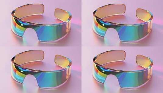 虹彩未来风格眼镜折射变幻光影效果高清在线视频素材下载
