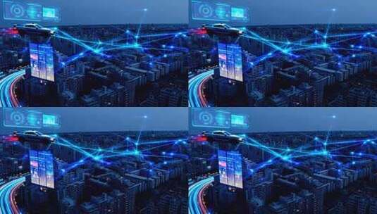 科技感未来城市空中汽车画面高清在线视频素材下载