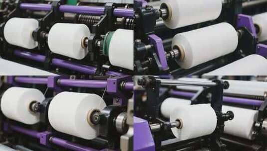 工厂内纺织机器及纱线高清在线视频素材下载