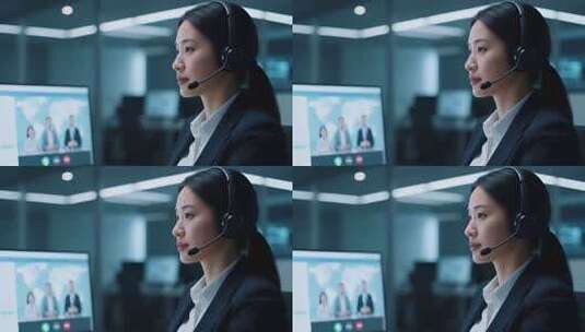 女性商务人士视频会议画面高清在线视频素材下载