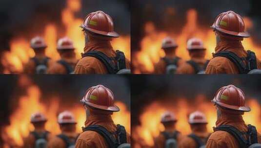 消防员凝视火焰展现责任与担当高清在线视频素材下载