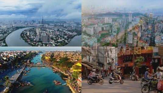 越南城市高楼地标建筑全景高清在线视频素材下载