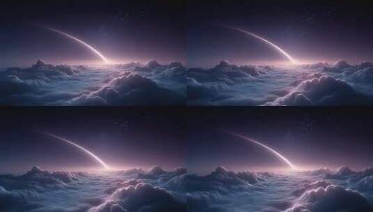 星河璀璨彗星划过云端之上高清在线视频素材下载