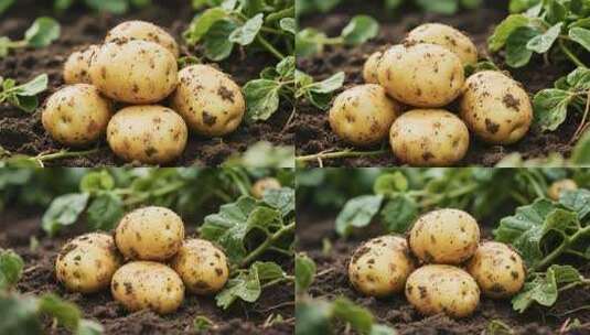 田地里新鲜出土的马铃薯高清在线视频素材下载