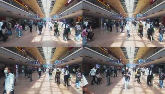 4K火车站出行的熙熙攘攘人群高清在线视频素材下载