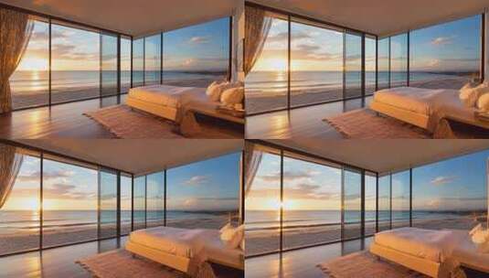 海景卧室日落景观素材高清在线视频素材下载