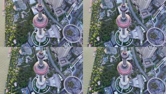 上海航拍陆家嘴城市地标日出高清在线视频素材下载