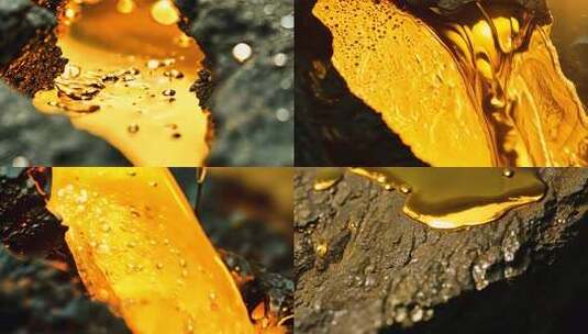 金色黄金液体流淌熔化的金属金水冶炼黄金高清在线视频素材下载