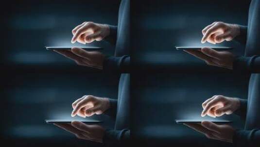 手指轻触平板屏幕科技感十足高清在线视频素材下载