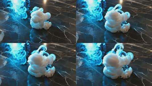 白色云状物体与蓝色烟雾素材高清在线视频素材下载