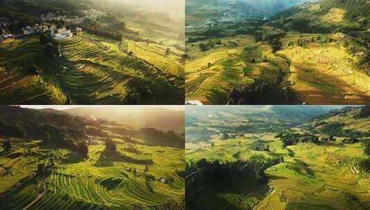 秋天丰收的稻田高清在线视频素材下载