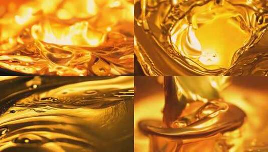 金色黄金液体流淌熔化的金属金水冶炼黄金高清在线视频素材下载