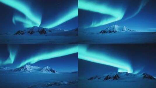 北极雪山极光夜景高清在线视频素材下载