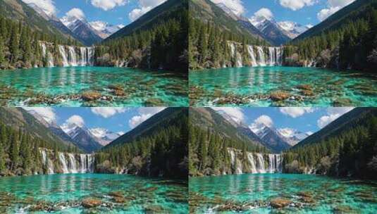 九寨沟山水森林自然景观高清在线视频素材下载