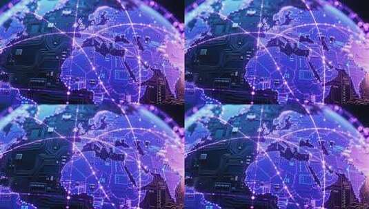 科技感地球与数据网络画面高清在线视频素材下载