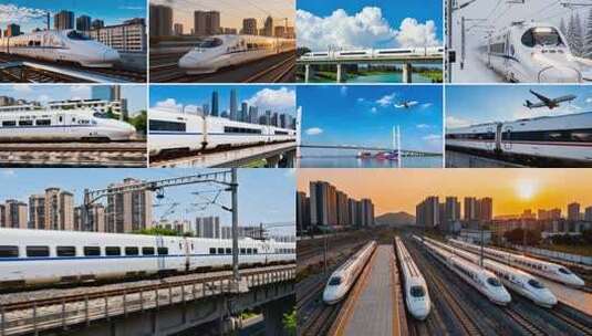 【合集】中国高铁动车现代化交通风光空镜高清在线视频素材下载