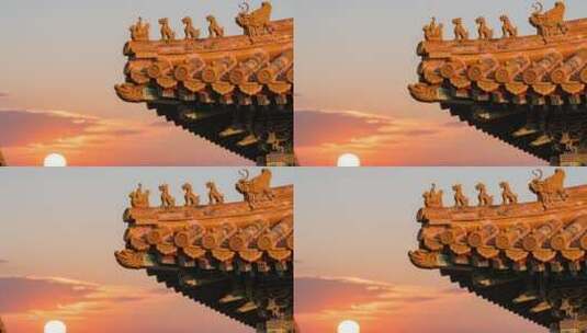古建筑屋顶景观高清在线视频素材下载