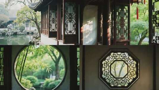 苏州园林精致古色庭院高清在线视频素材下载